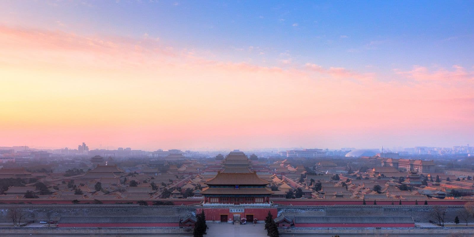 The Forbidden City at sunrise, seen from Jingshan (Coal Hill)