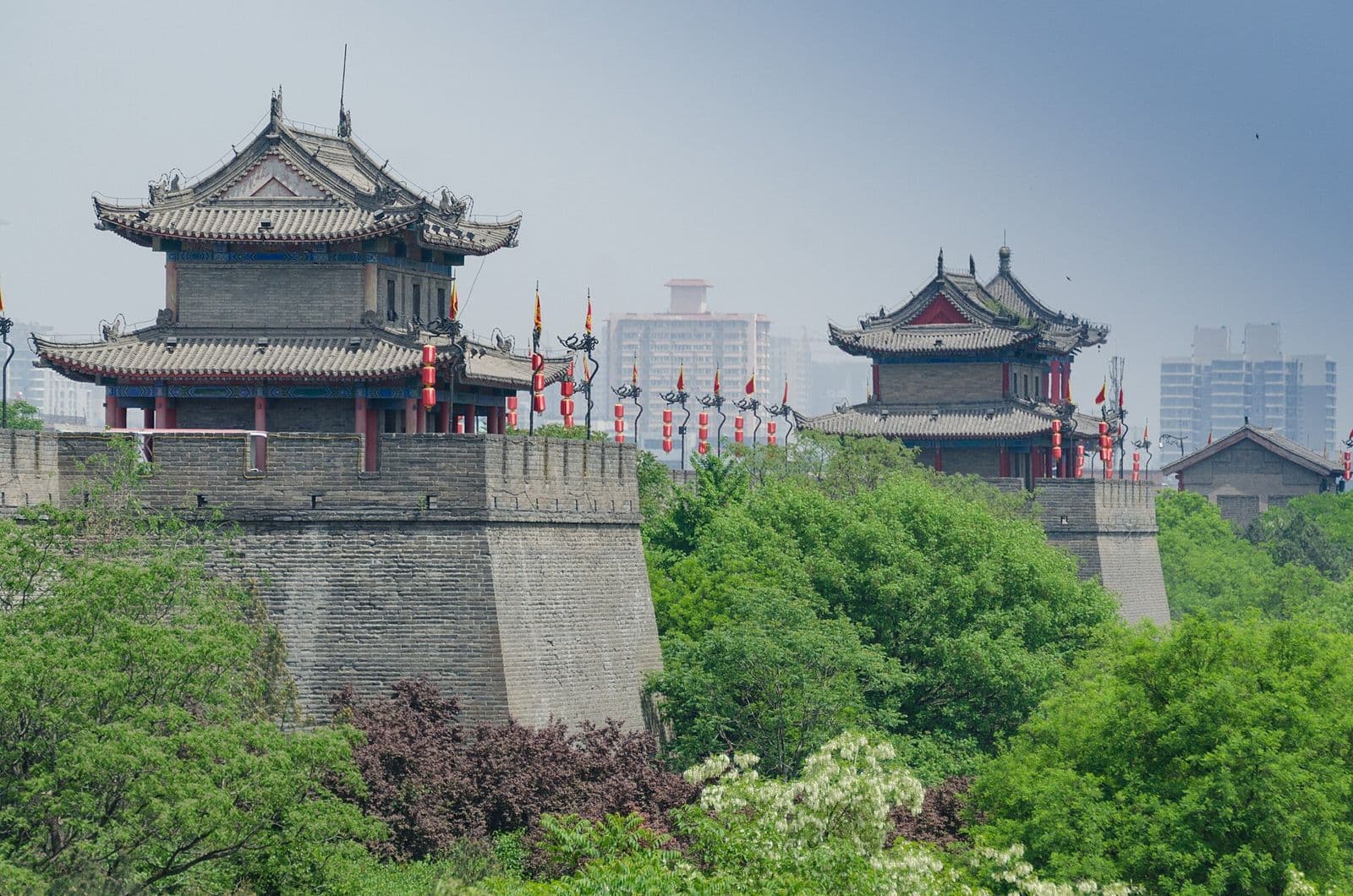 Gate towers on the Ming-dynasty City Wall of Xi'an